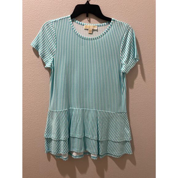 MICHAEL KORS Blue and White Striped Top Size S - Picture 2 of 6